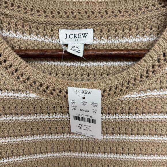 J.Crew Factory Crochet Striped Sweater Tank Top Beige 2X NWT - Picture 3 of 7